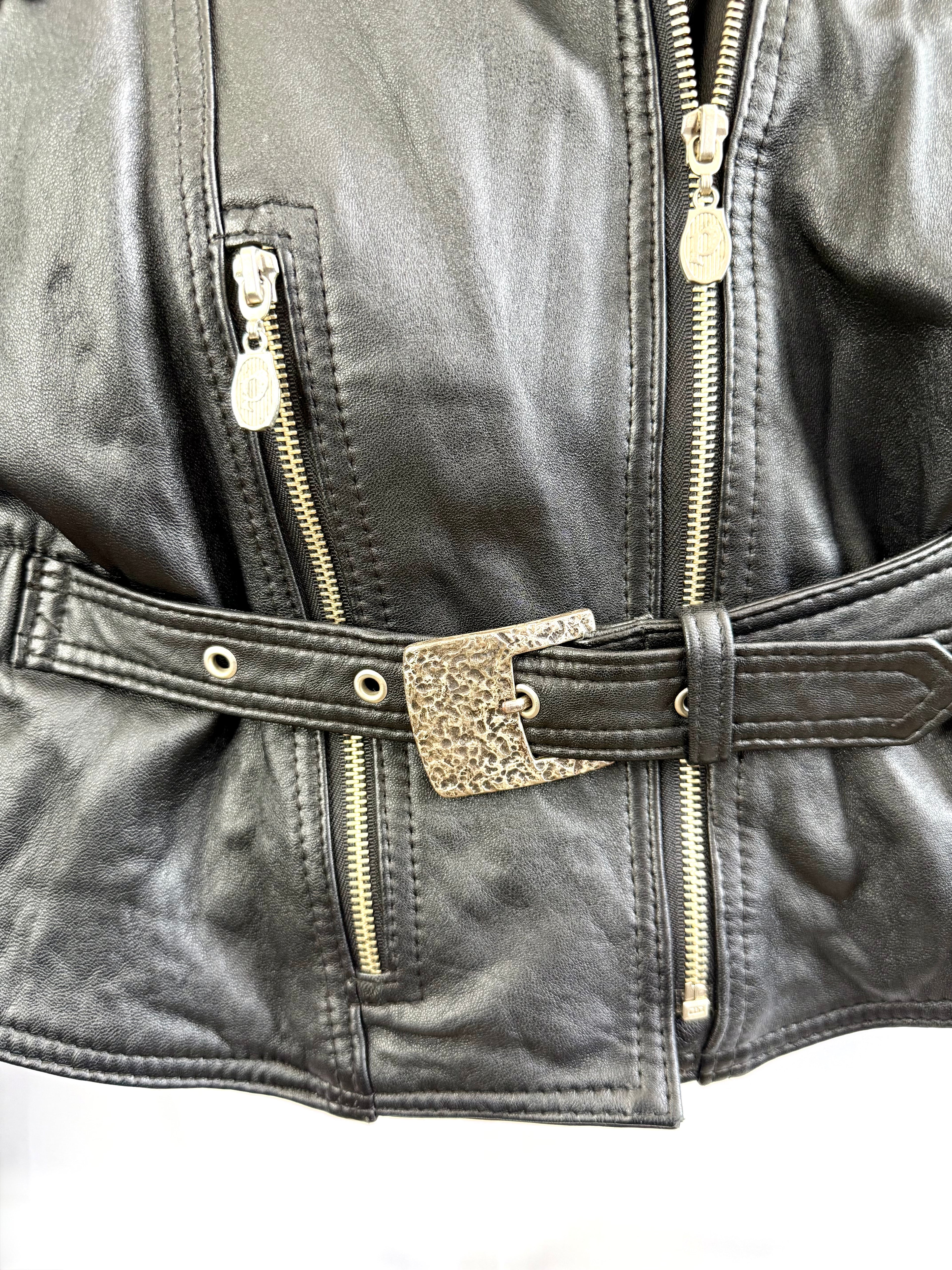 Vintage Belted Leather Biker Jacket