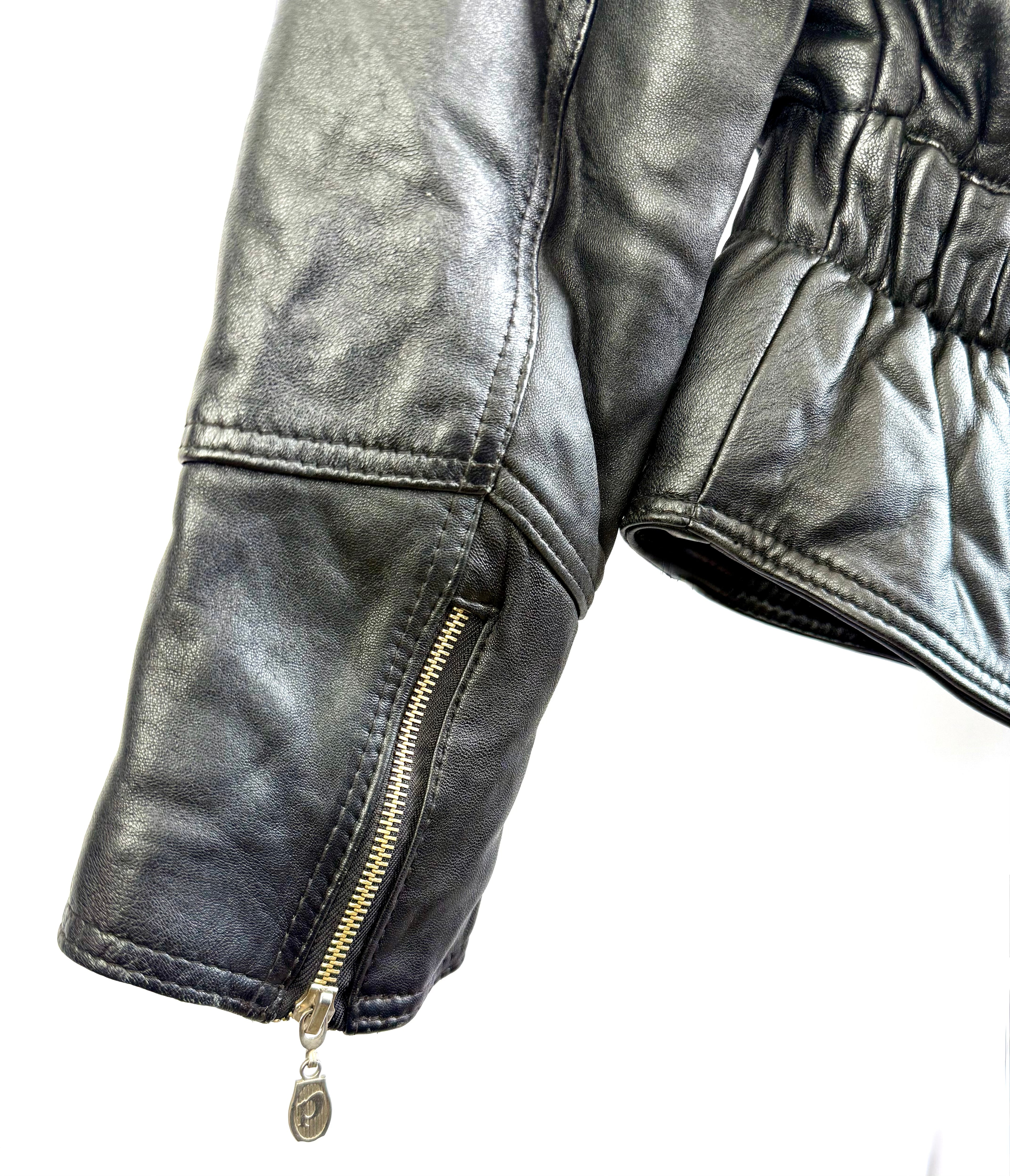 Vintage Belted Leather Biker Jacket