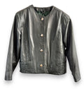 Vintage Black Leather Minimal Jacket