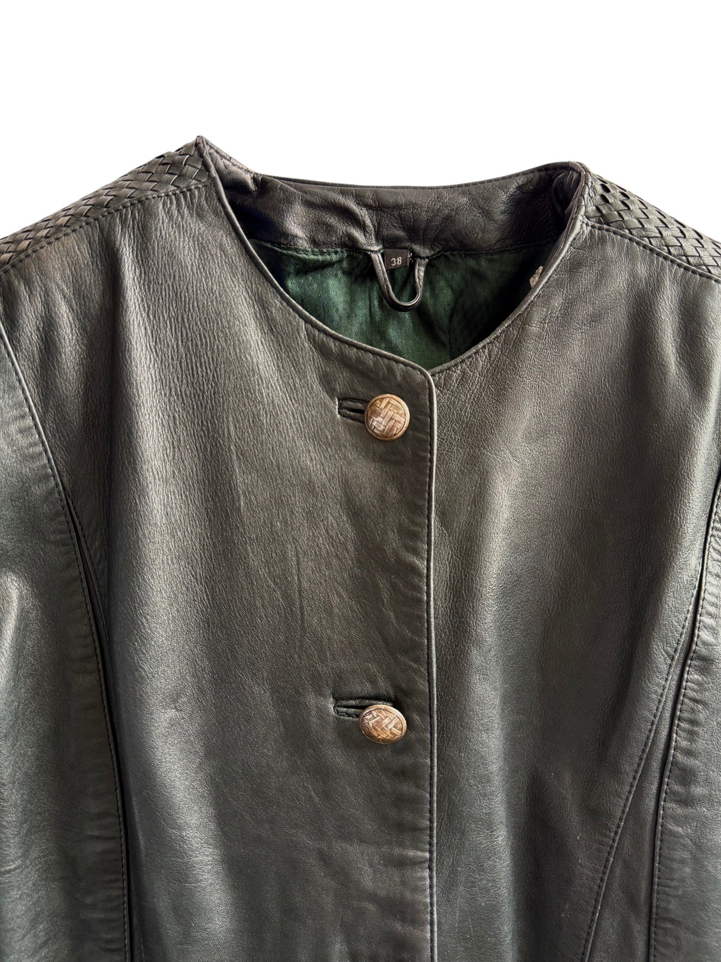 Vintage Black Leather Minimal Jacket