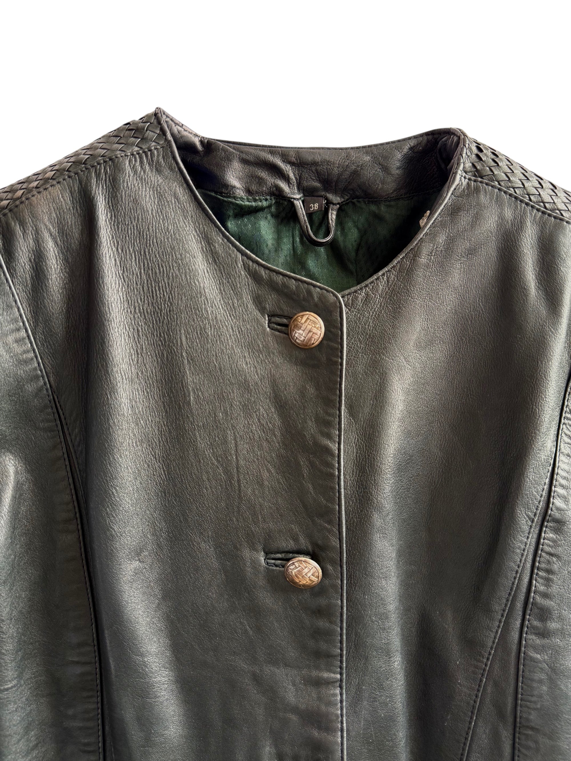 Vintage Black Leather Minimal Jacket