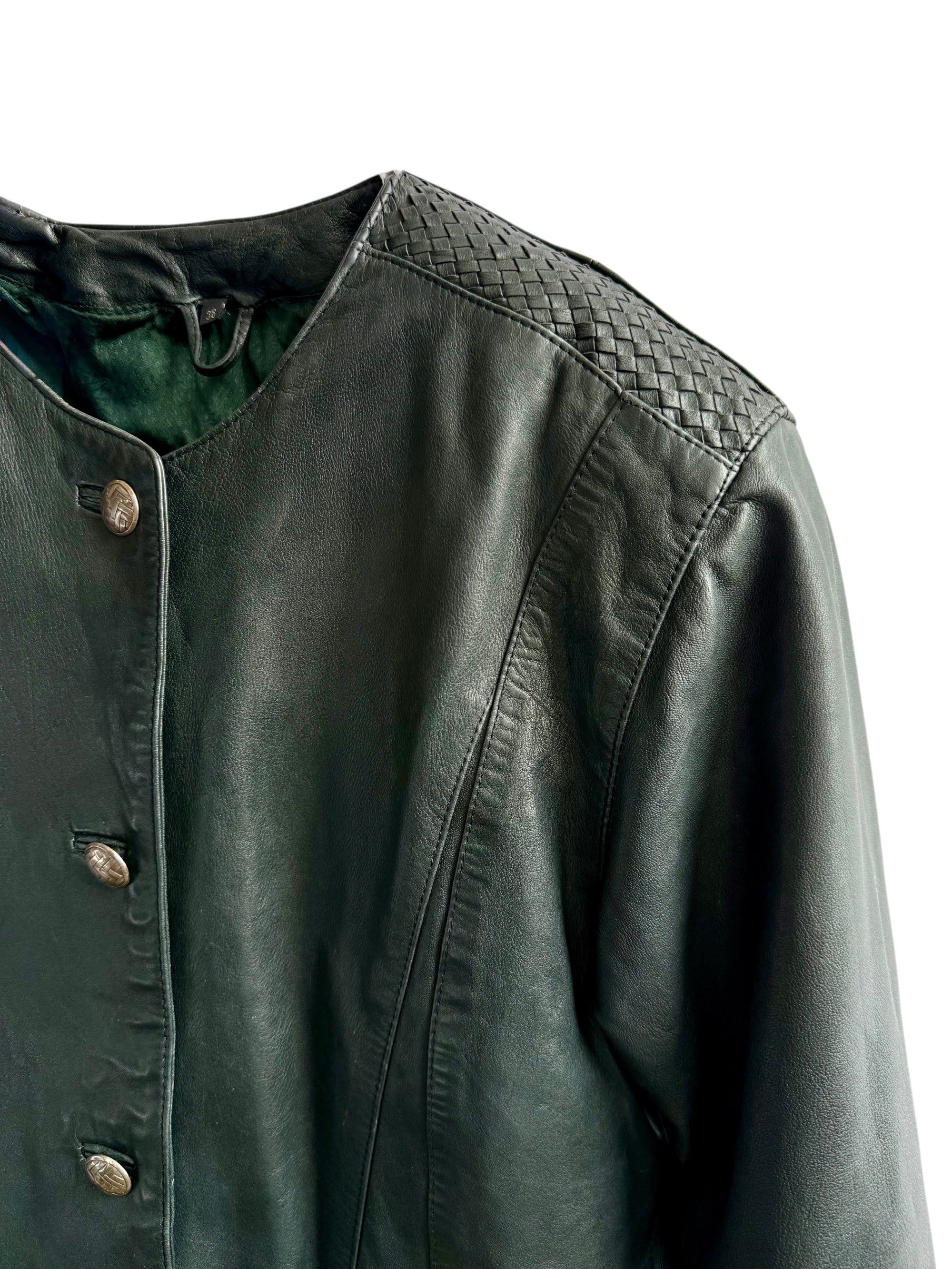 Vintage Black Leather Minimal Jacket