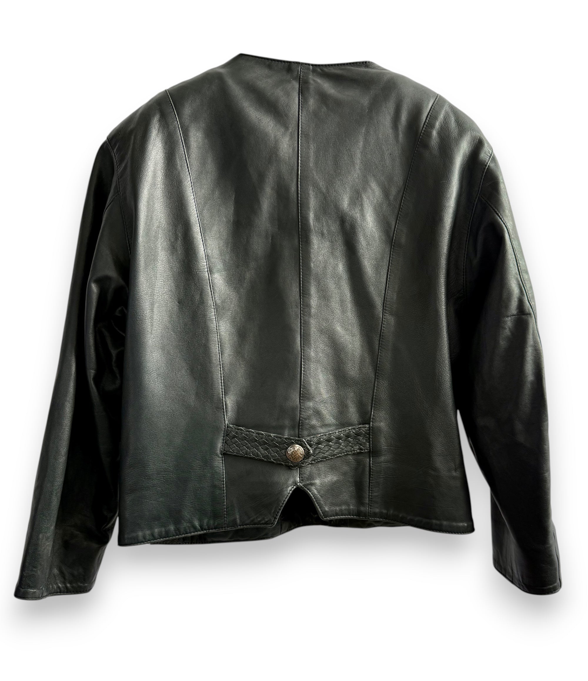 Vintage Black Leather Minimal Jacket
