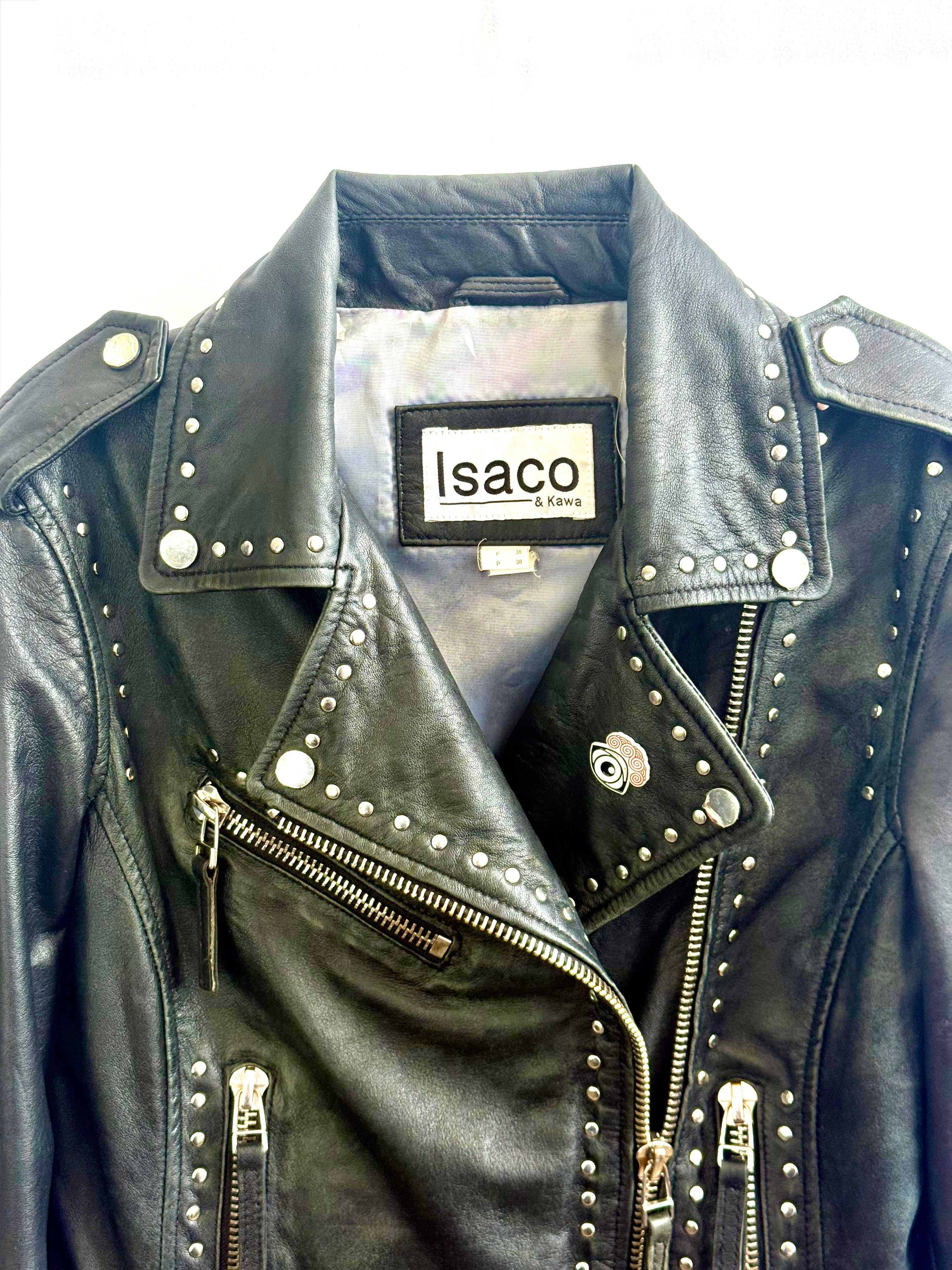 Vintage Embroidered Studded Leather Biker Jacket