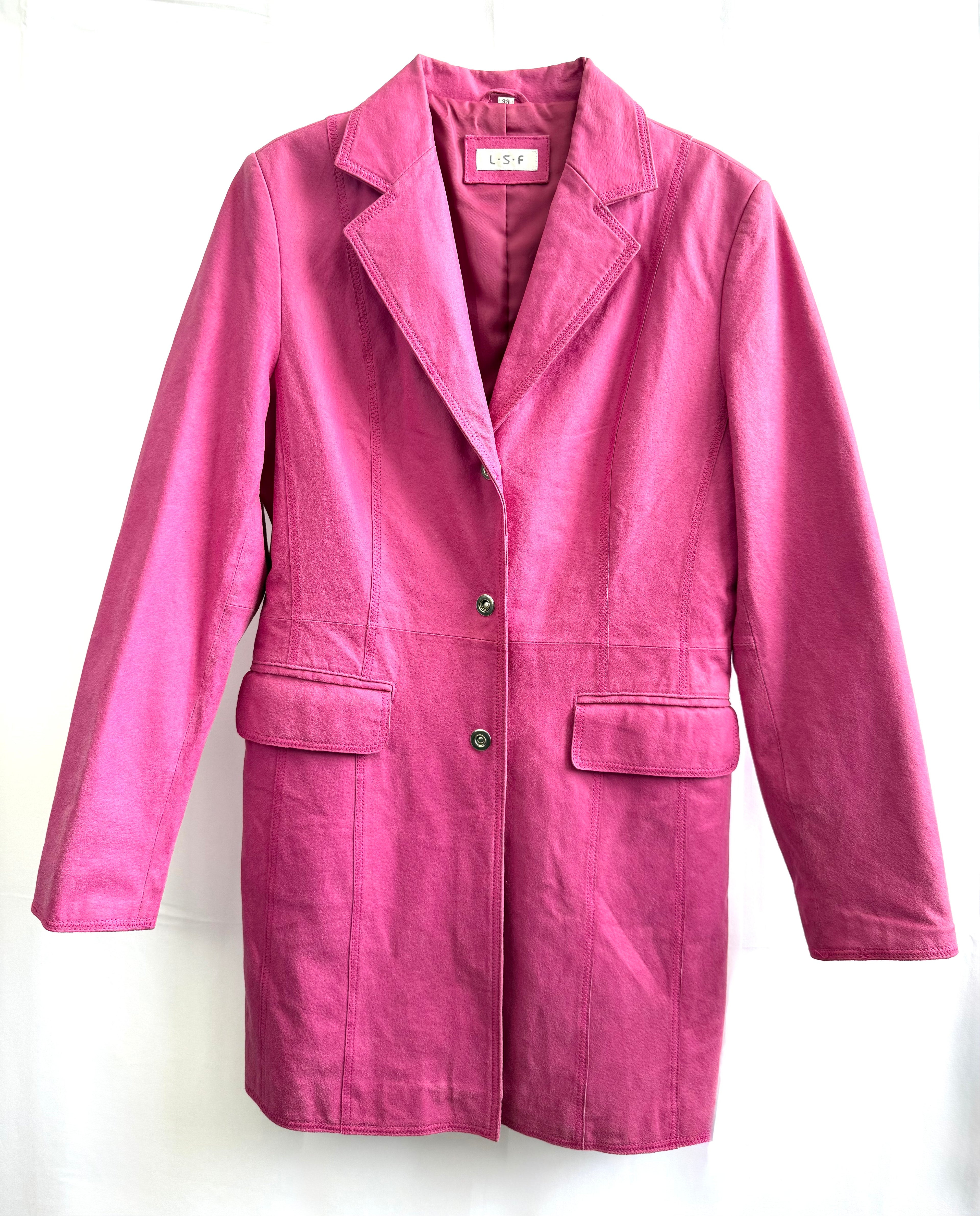 Vintage Pink Suede Longline Jacket