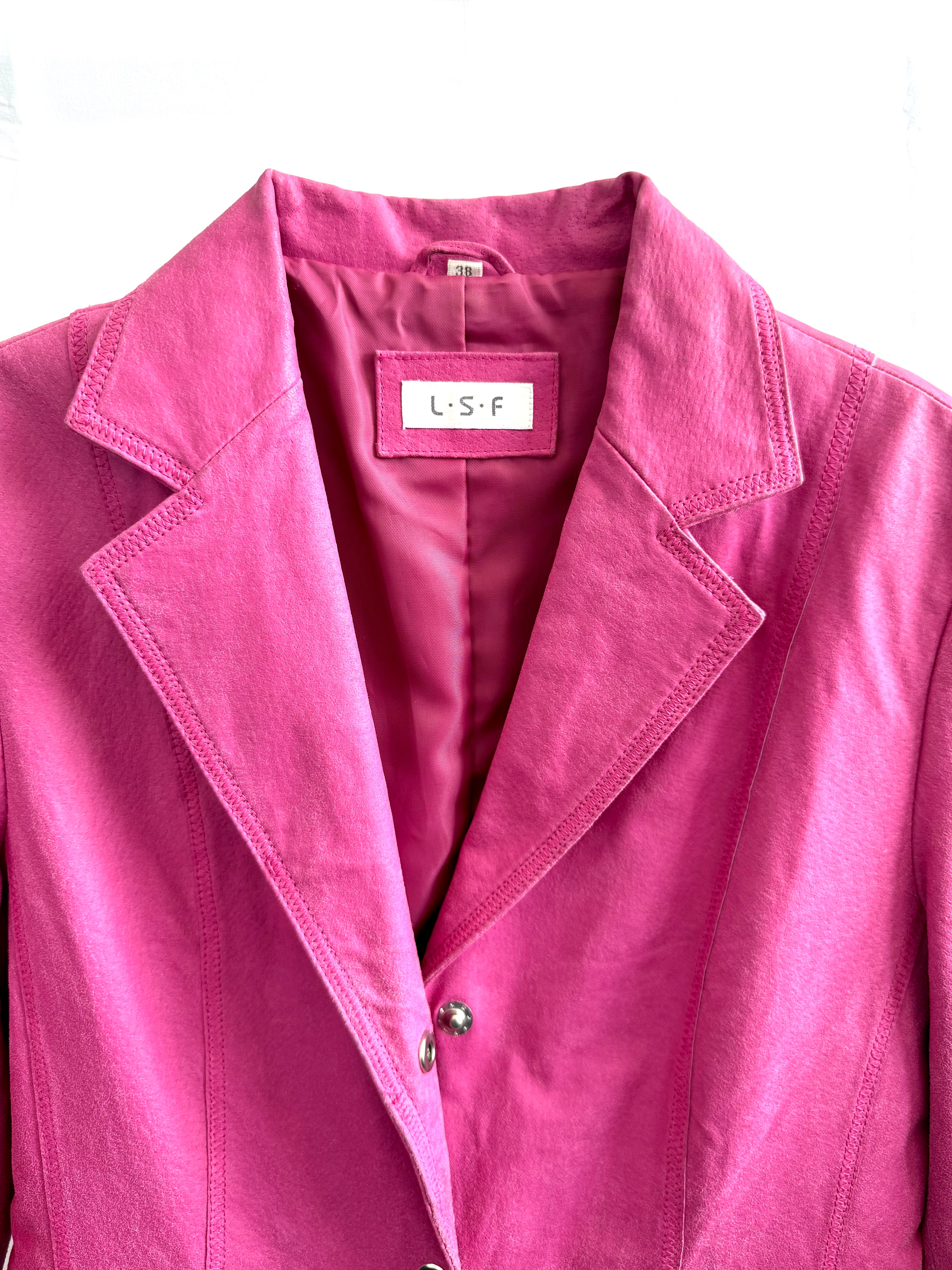 Vintage Pink Suede Longline Jacket