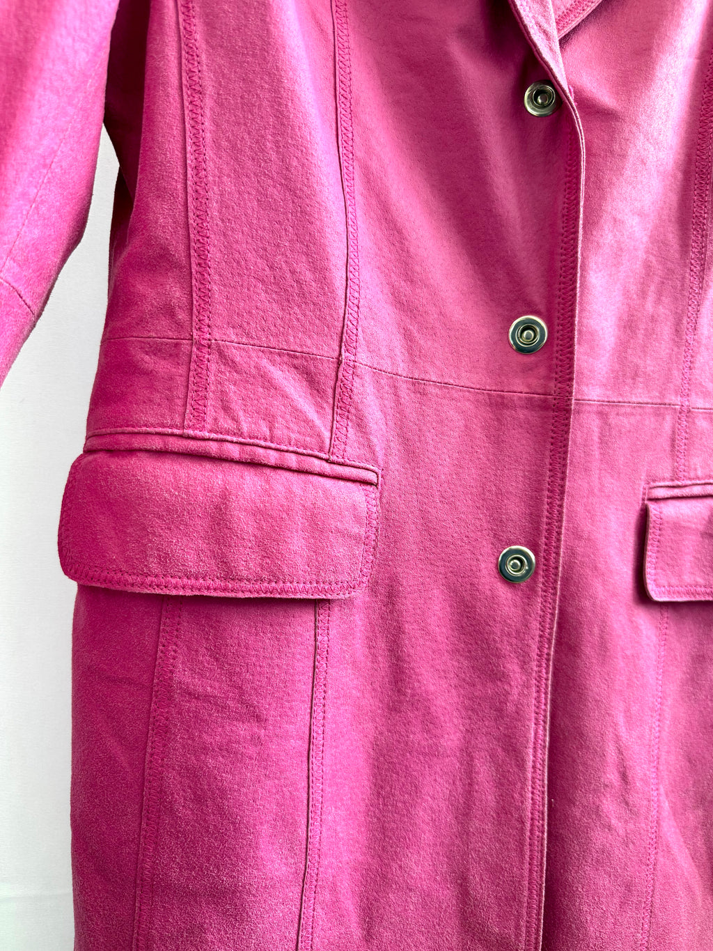 Vintage Pink Suede Longline Jacket
