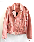 Vintage Pink Leather Biker Jacket