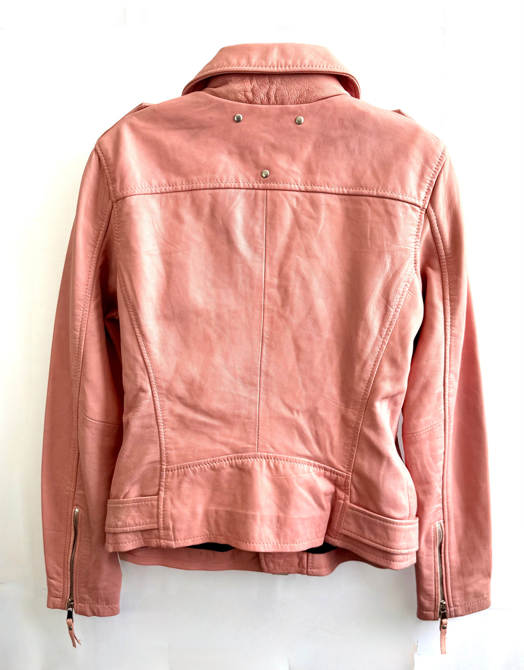 Vintage Pink Leather Biker Jacket