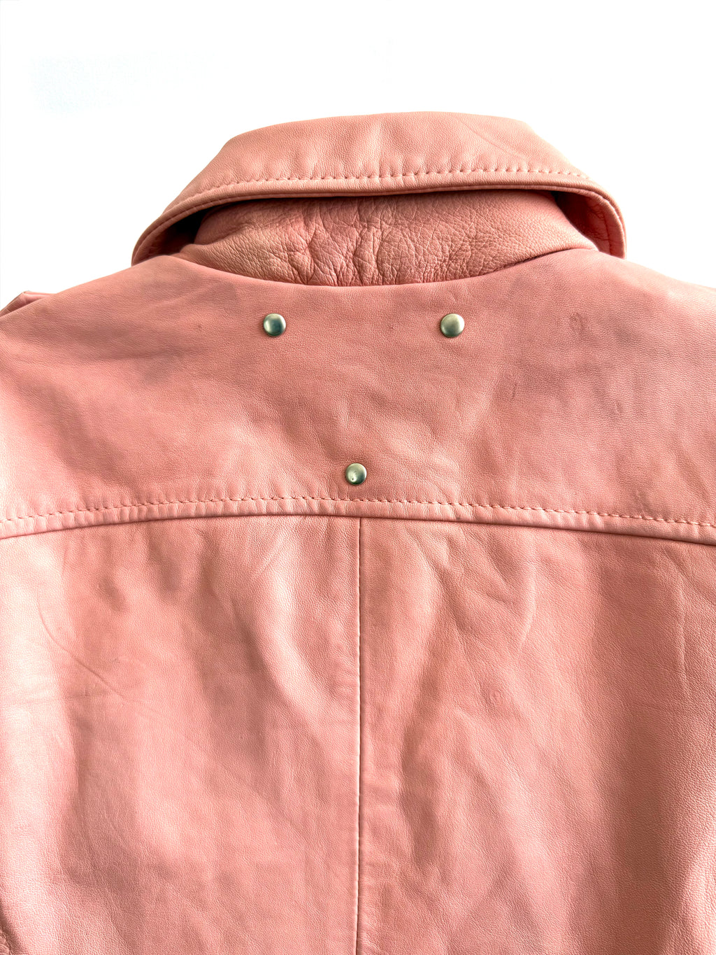 Vintage Pink Leather Biker Jacket