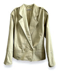 Vintage Minimal Beige Leather Blazer
