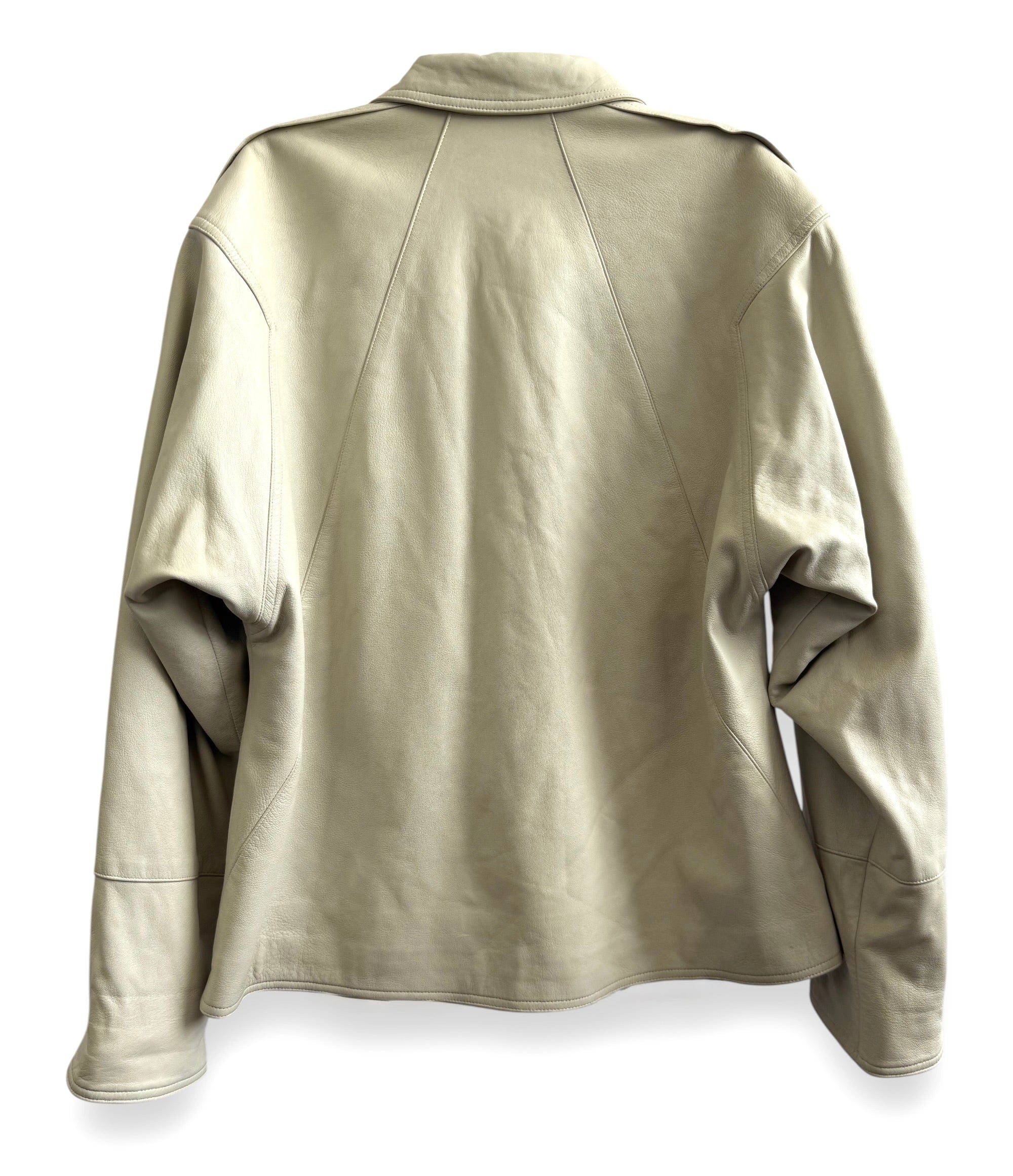 Vintage Minimal Beige Leather Blazer