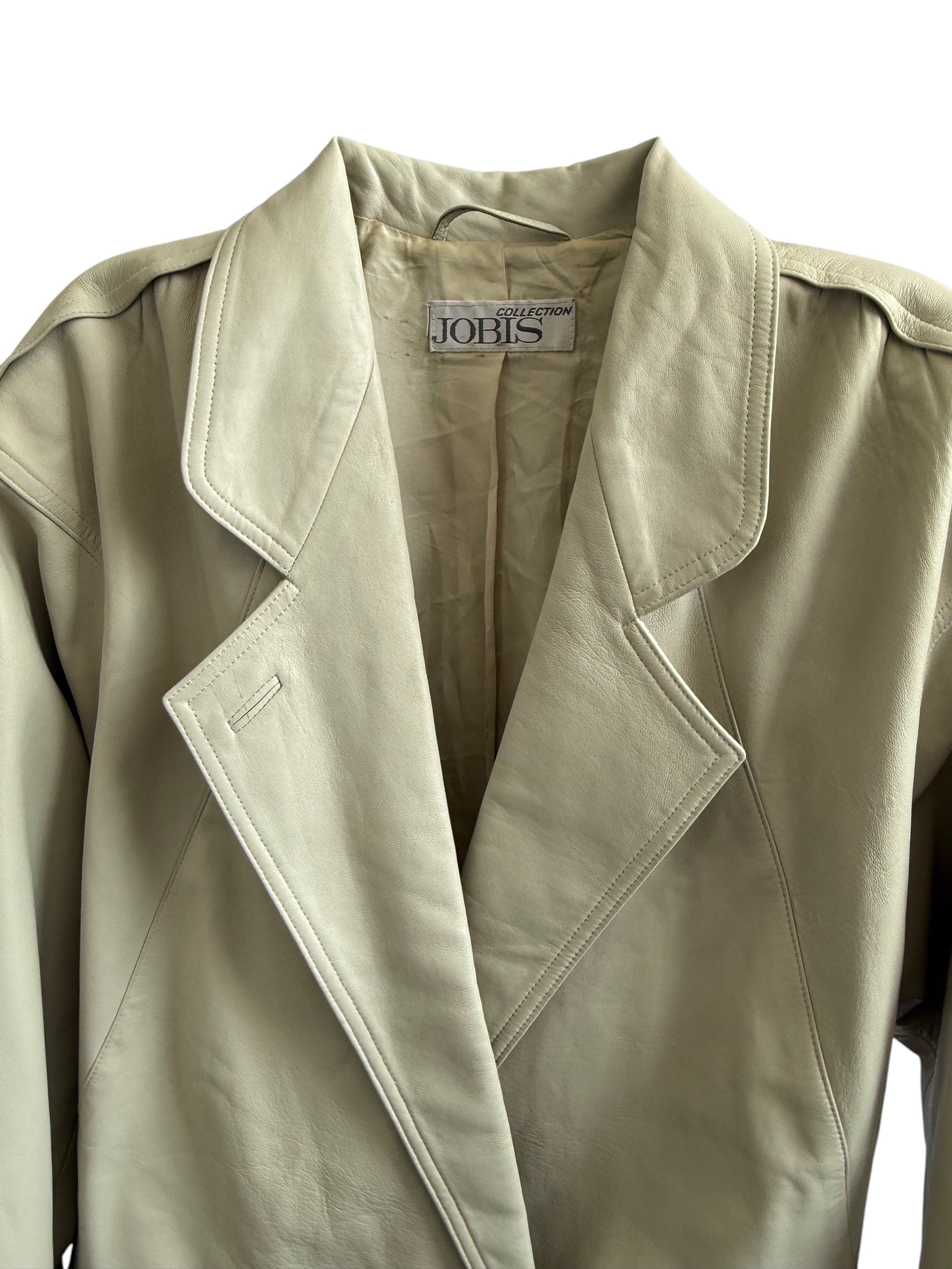 Vintage Minimal Beige Leather Blazer