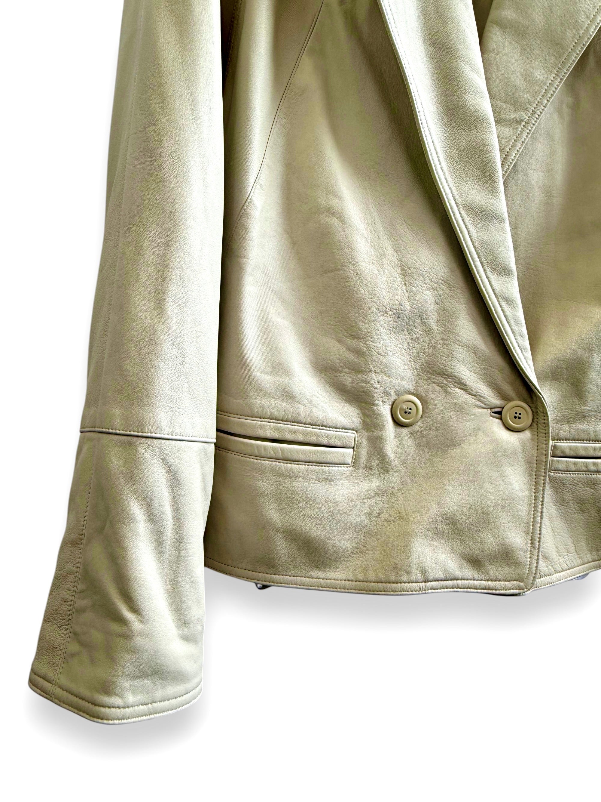 Vintage Minimal Beige Leather Blazer