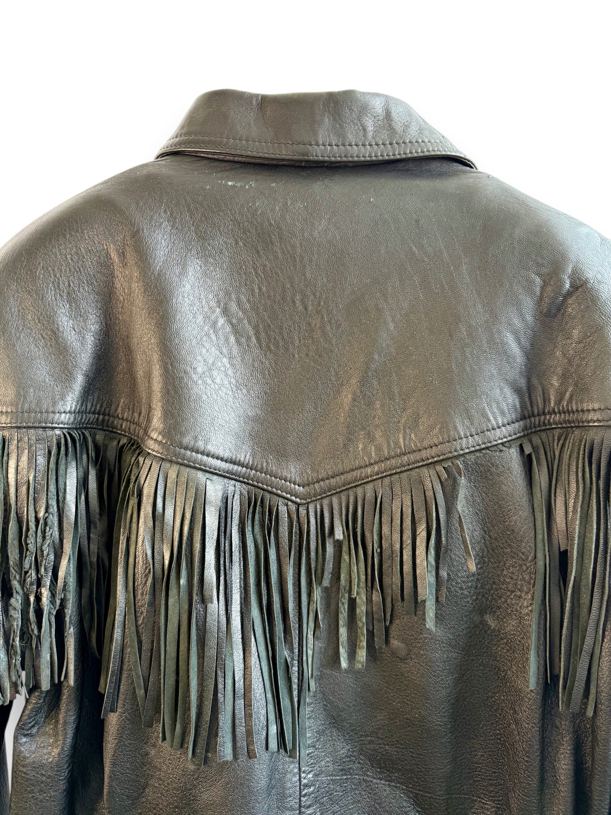 Vintage Black Leather Jacket with Lace Details