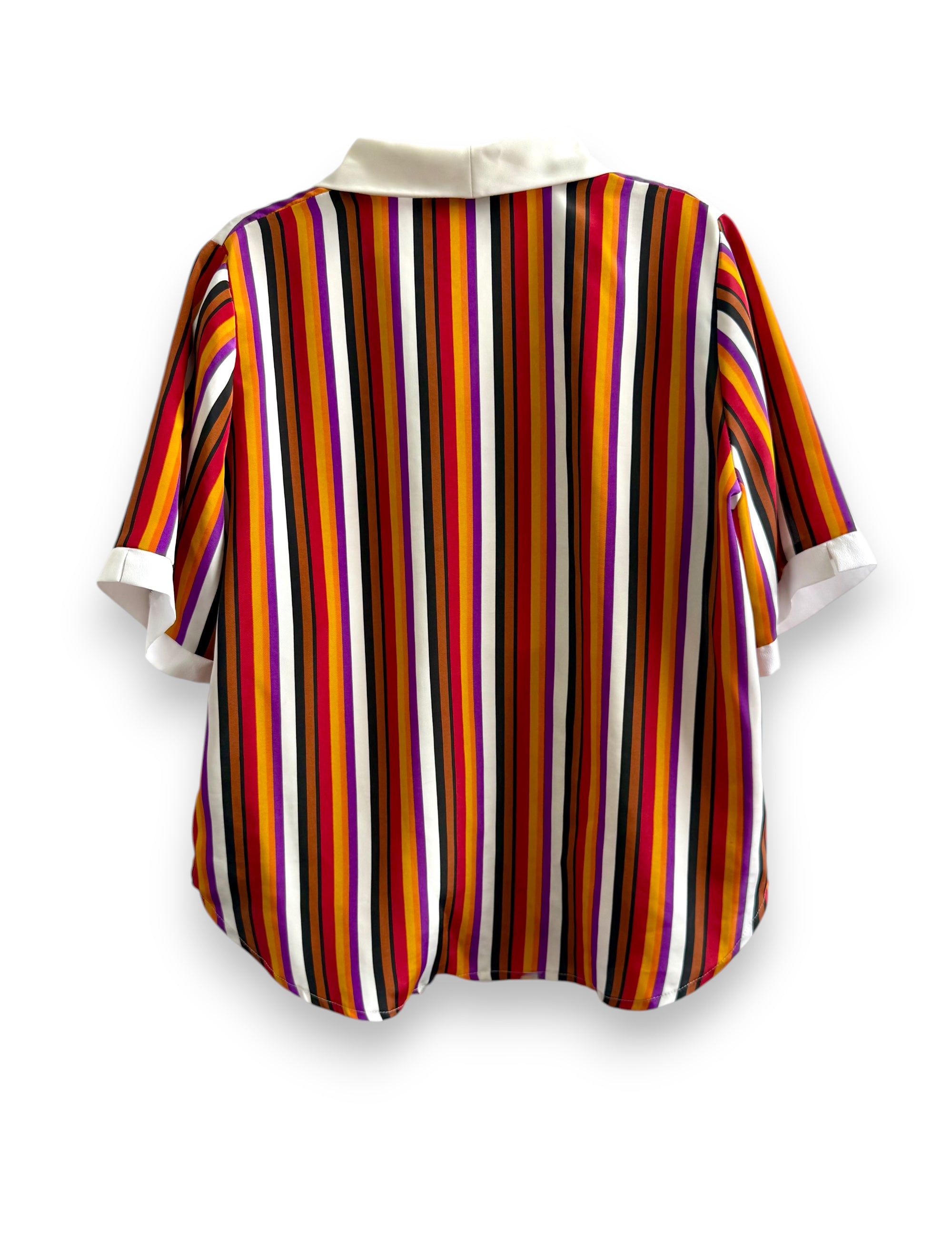 Vintage Multicolor Striped Shirt with Contrast Collar