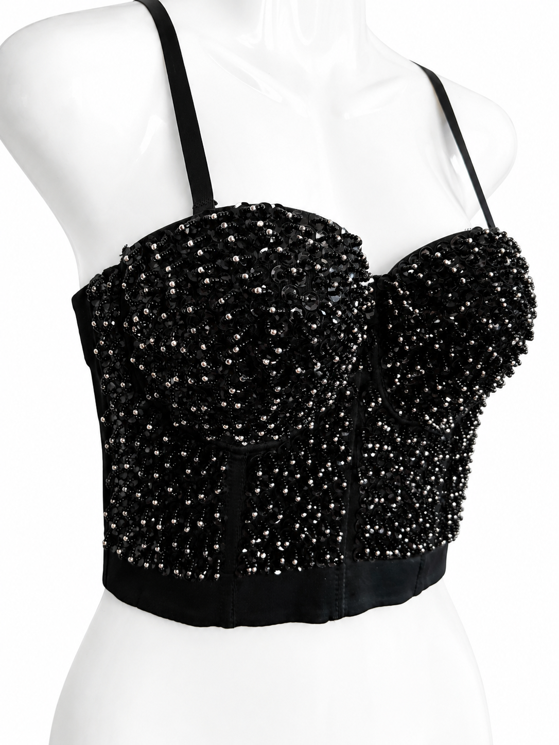 Beaded Sequin Bustier Crop Top