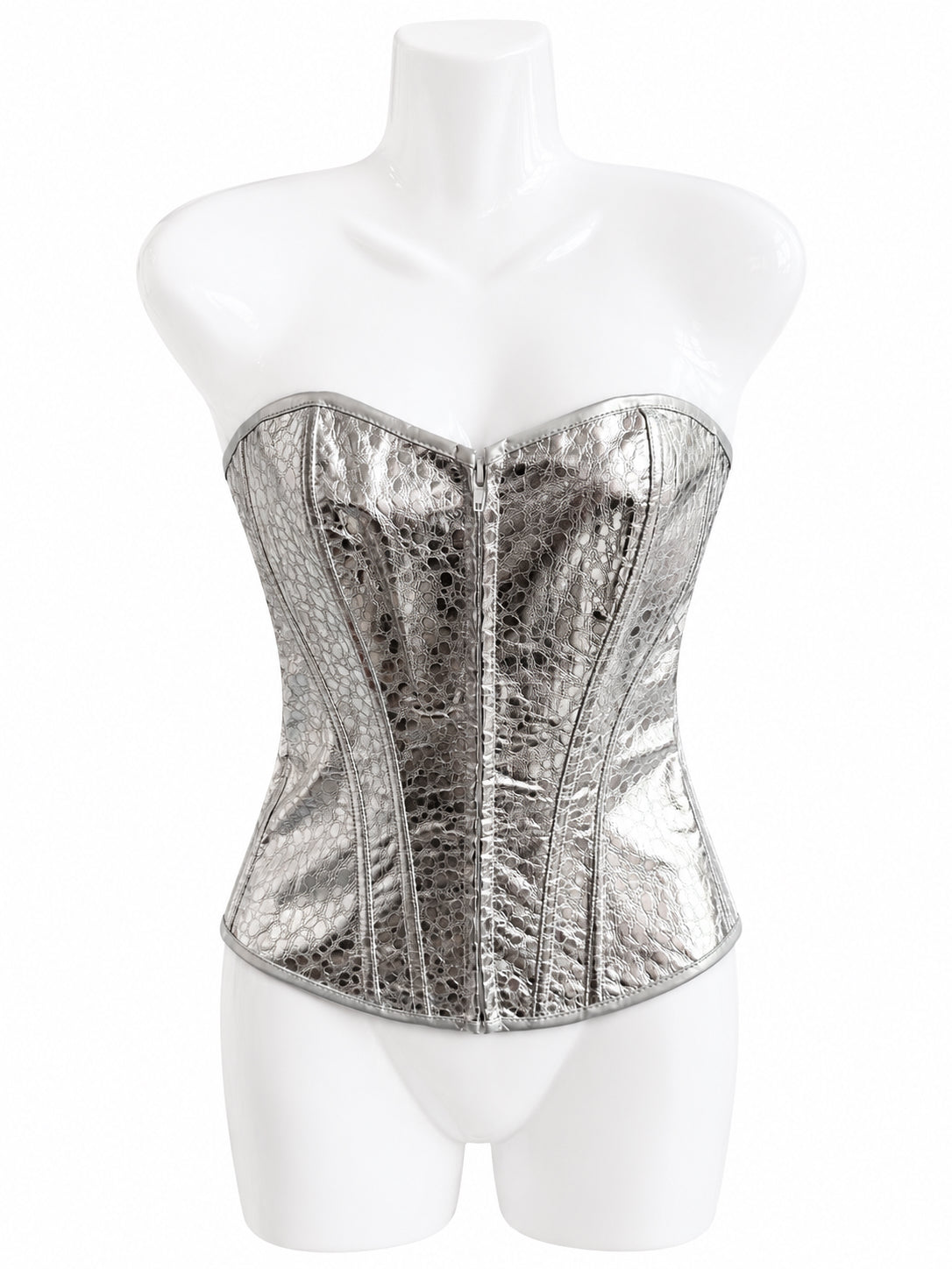 Silver Metallic Vintage-Inspired Corset