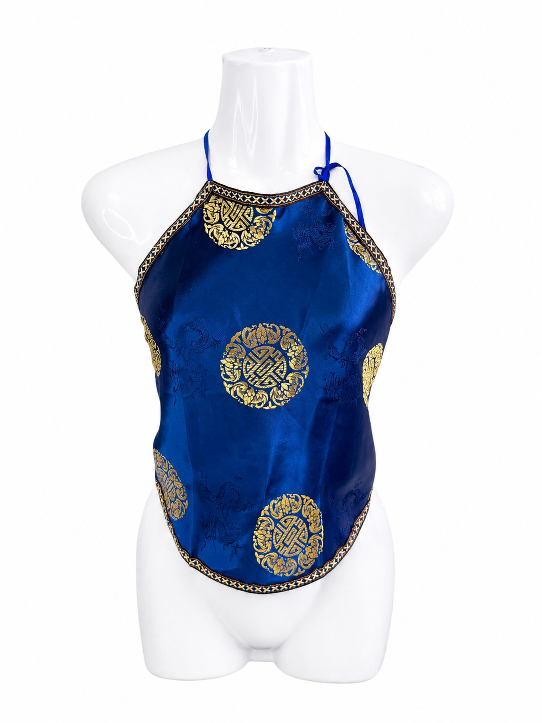 Oriental Satin Halter Top – Royal Blue