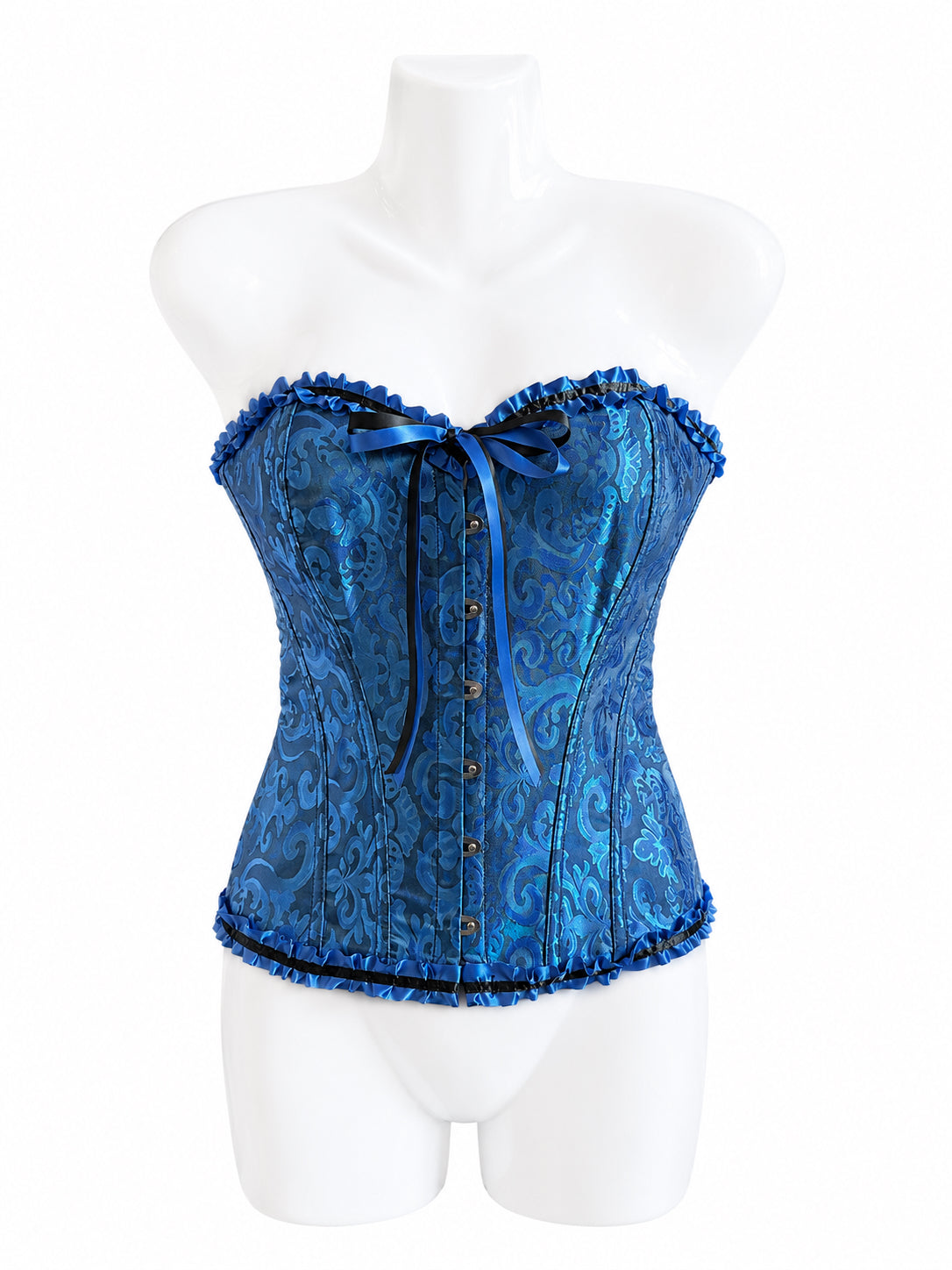 Vintage Inspired Blue Brocade Corset